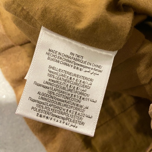 BCBGeneration Size S Camel Tan Suede Full Zip Buckles Moto Bomber Jacket Leather - Picture 14 of 14